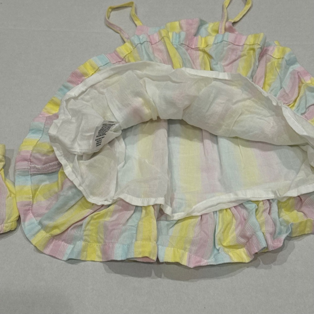 Tucker + Tate 2 Piece Top Bloomers Set Baby 3M Pastel Yellow Pink Striped Sun - Picture 5 of 7